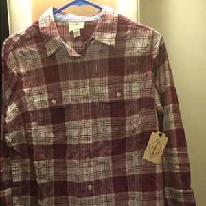 Pink and silver plaid shirt